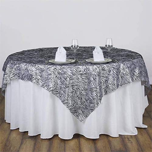 Balsacircle 90X90-Inch Black And White Mini Zebra Print Table Overlays - Wedding Reception Party Catering Table Linens Decoratio